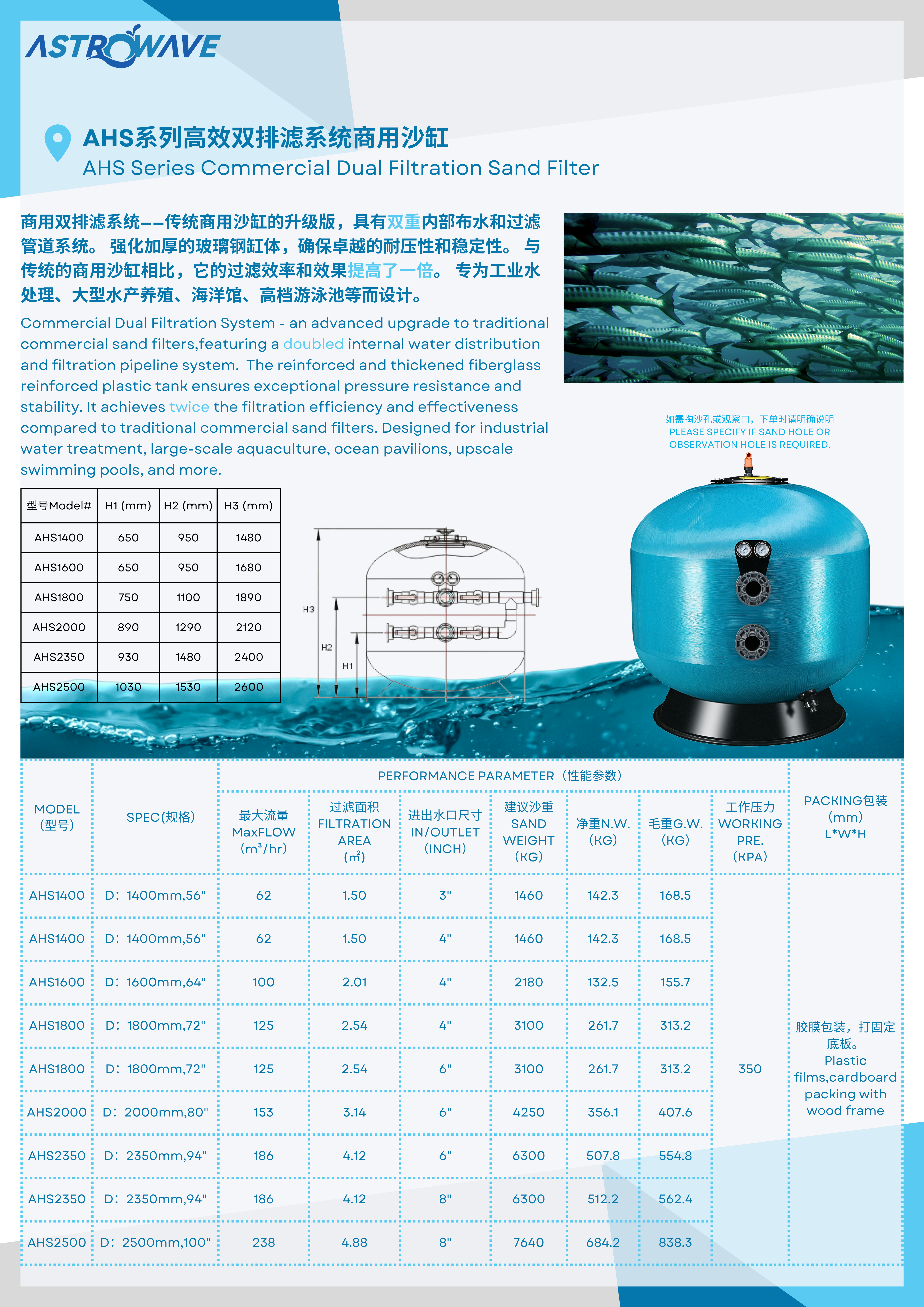 Dual filtration Sand filter 