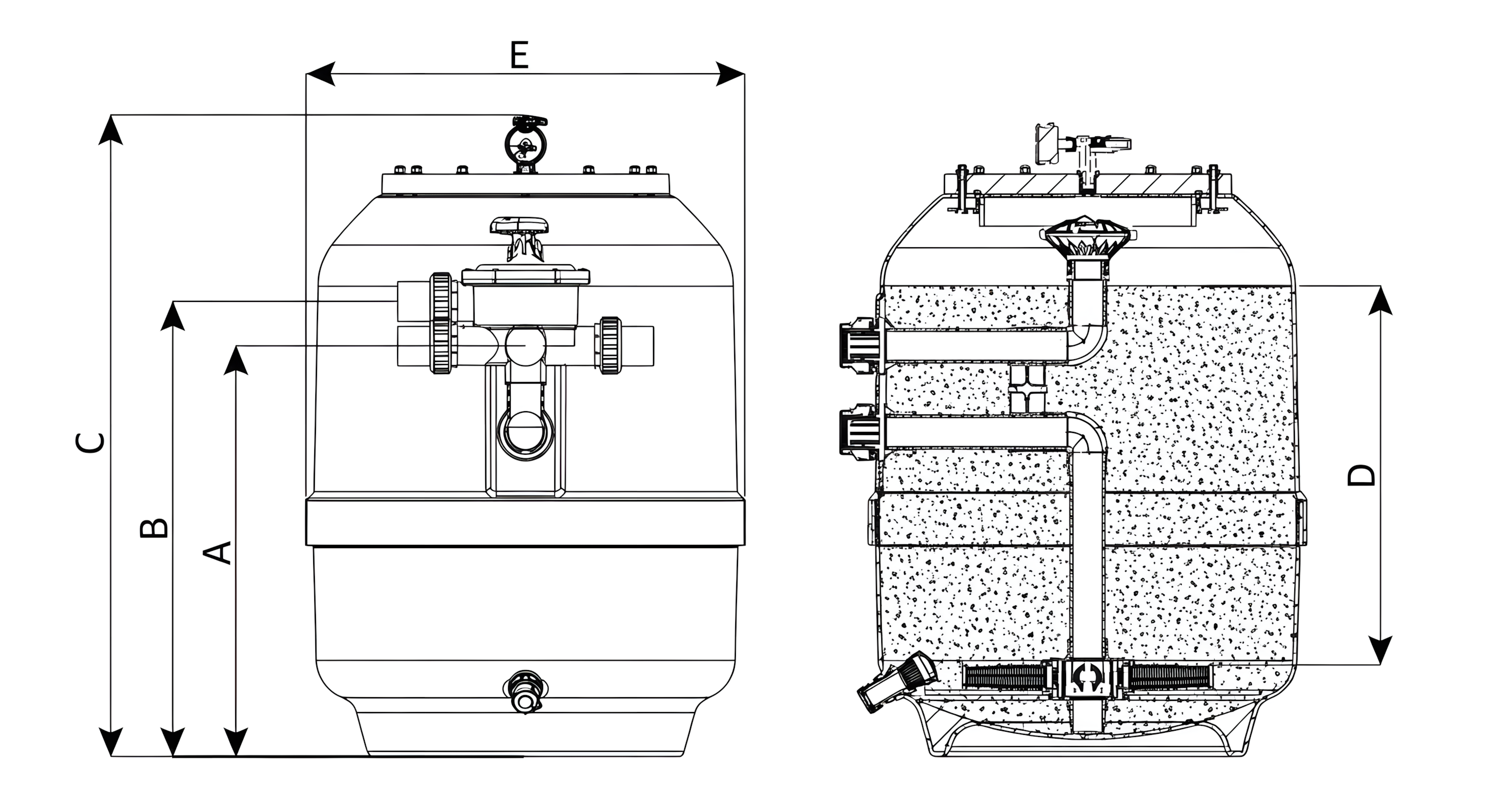 GTL series gel-coated filter dimension