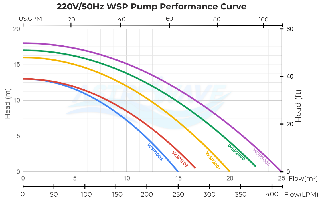 single speed pool pump chart